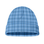 Solf Blue Tattersall Pattern Print Beanie