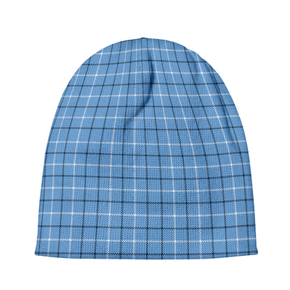 Solf Blue Tattersall Pattern Print Beanie
