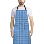 Solf Blue Tattersall Pattern Print Bib Apron With Pocket