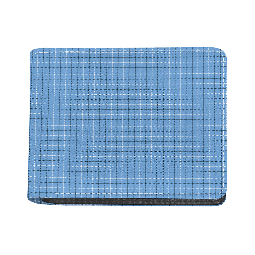 Solf Blue Tattersall Pattern Print Bifold Wallet