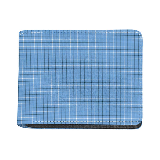 Solf Blue Tattersall Pattern Print Bifold Wallet