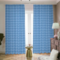 Solf Blue Tattersall Pattern Print Dimout Pencil Pleat Curtains