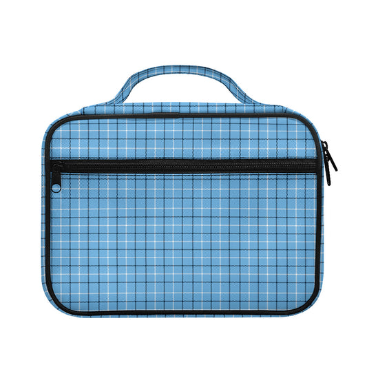 Solf Blue Tattersall Pattern Print Briefcase Bible Bag