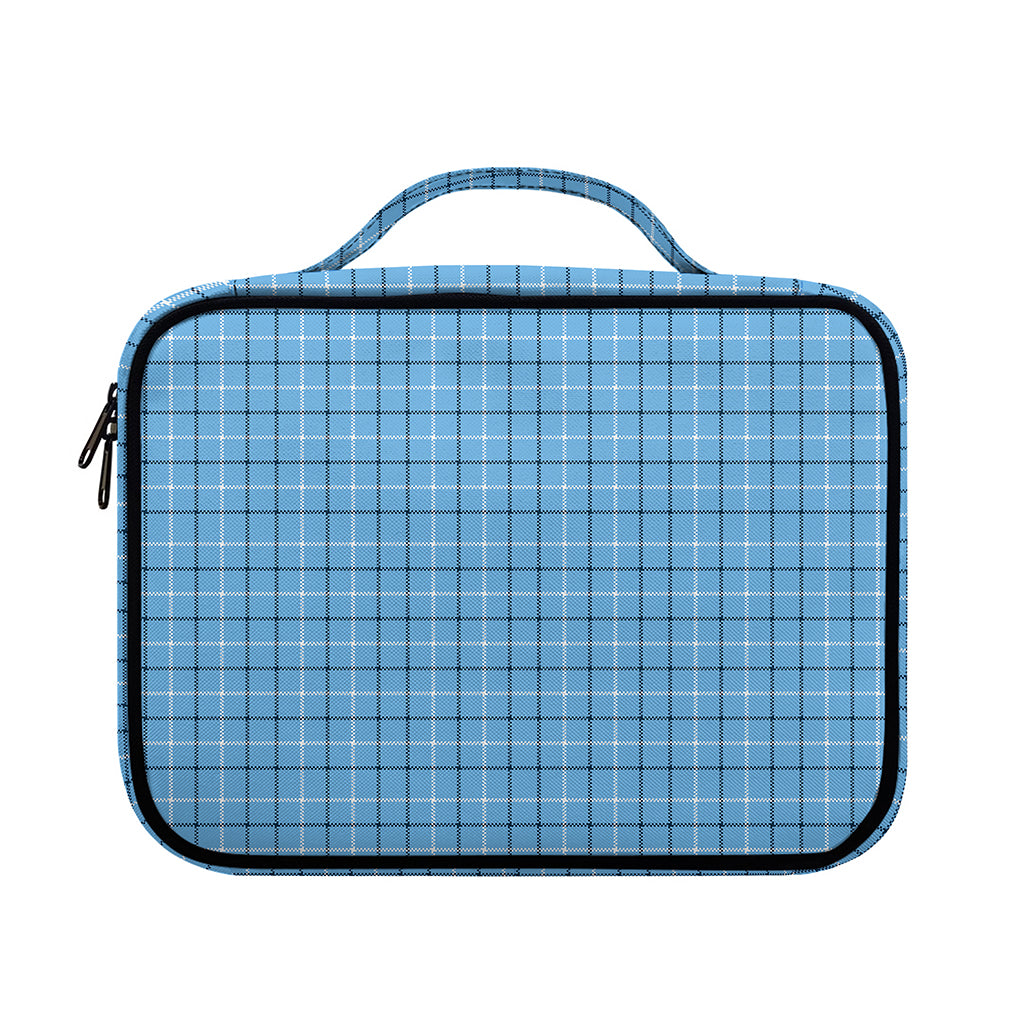 Solf Blue Tattersall Pattern Print Briefcase Bible Bag