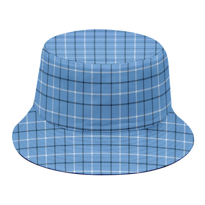Solf Blue Tattersall Pattern Print Bucket Hat
