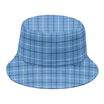 Solf Blue Tattersall Pattern Print Bucket Hat