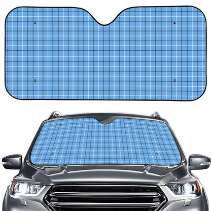 Solf Blue Tattersall Pattern Print Car Windshield Sun Shade