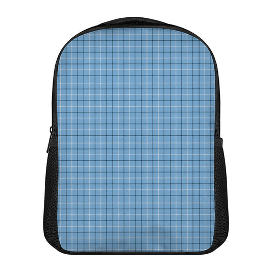 Solf Blue Tattersall Pattern Print Casual Backpack