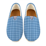 Solf Blue Tattersall Pattern Print Casual Shoes