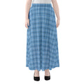 Solf Blue Tattersall Pattern Print Chiffon Maxi Skirt
