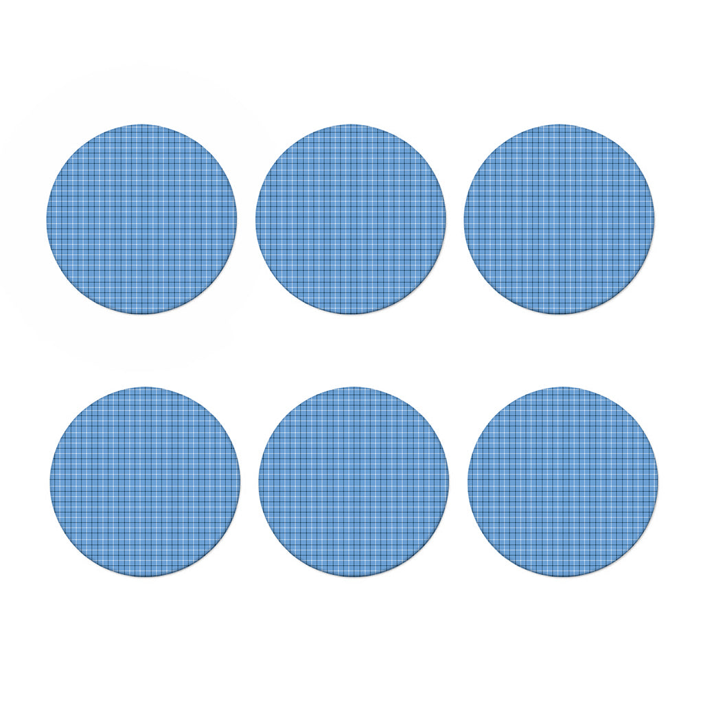 Solf Blue Tattersall Pattern Print Coaster Set