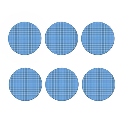 Solf Blue Tattersall Pattern Print Coaster Set