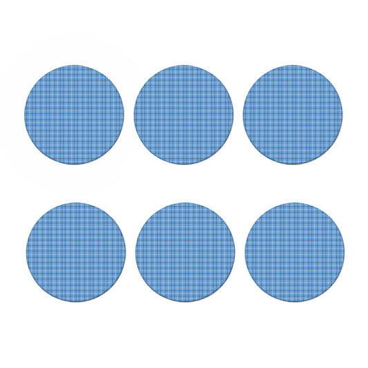 Solf Blue Tattersall Pattern Print Coaster Set