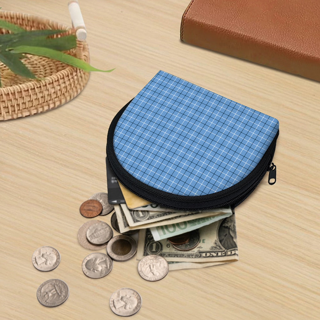 Solf Blue Tattersall Pattern Print Coin Purse