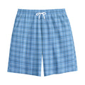 Solf Blue Tattersall Pattern Print Cotton Shorts