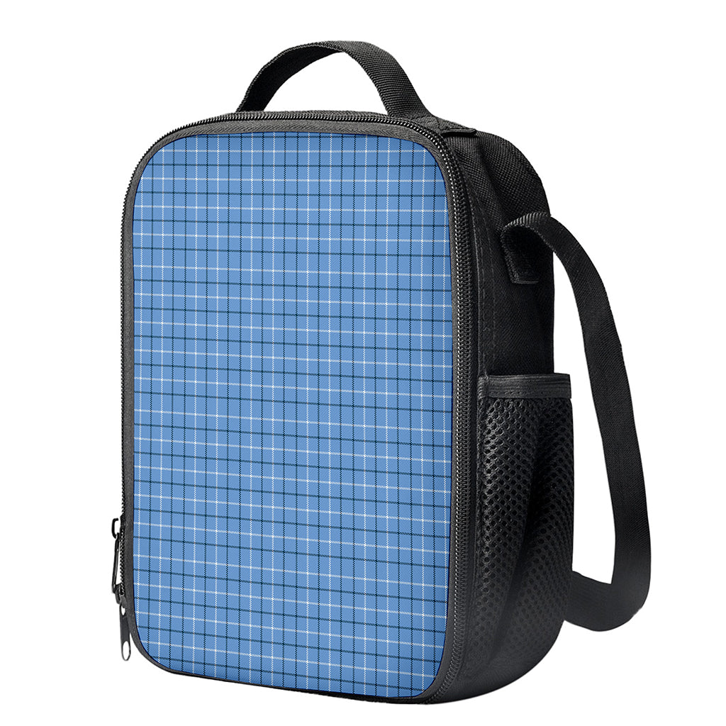 Solf Blue Tattersall Pattern Print Crossbody Lunch Bag