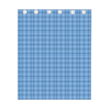 Solf Blue Tattersall Pattern Print Curtain