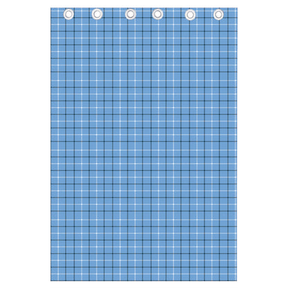 Solf Blue Tattersall Pattern Print Curtain