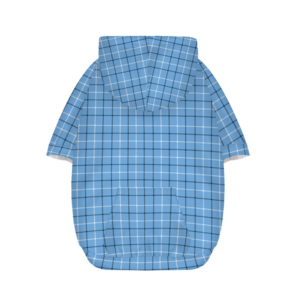 Solf Blue Tattersall Pattern Print Dog Zip Up Hoodie