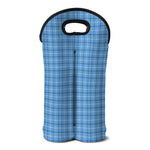 Solf Blue Tattersall Pattern Print Double Neoprene Wine Tote