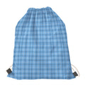 Solf Blue Tattersall Pattern Print Drawstring Bag