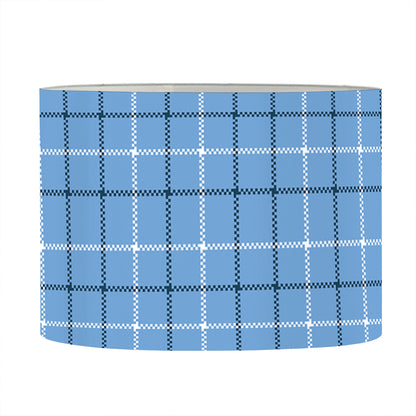 Solf Blue Tattersall Pattern Print Drum Lamp Shade
