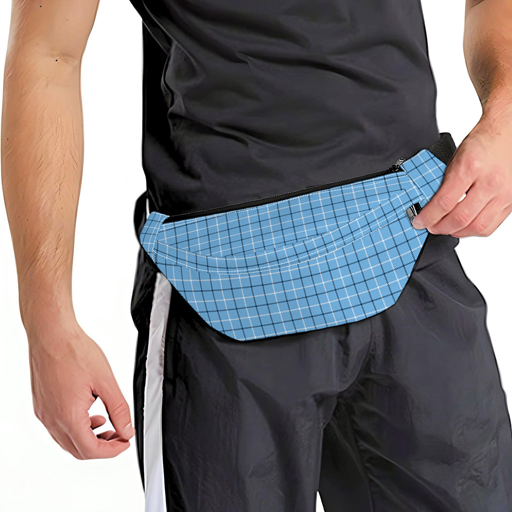 Solf Blue Tattersall Pattern Print Fanny Pack
