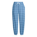Solf Blue Tattersall Pattern Print Fleece Lined Knit Pants