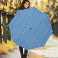 Solf Blue Tattersall Pattern Print Foldable Umbrella