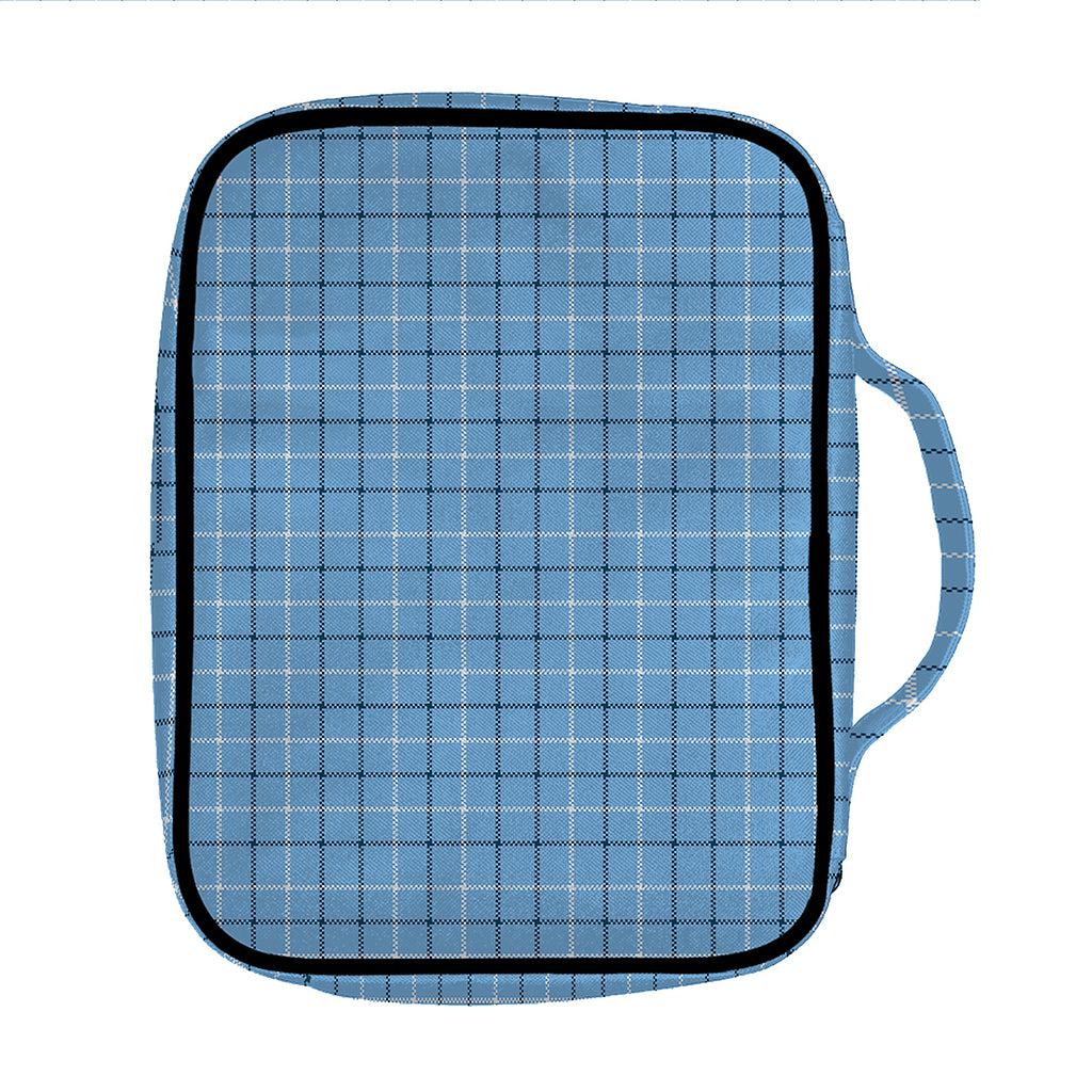 Solf Blue Tattersall Pattern Print Front Pocket Bible Bag