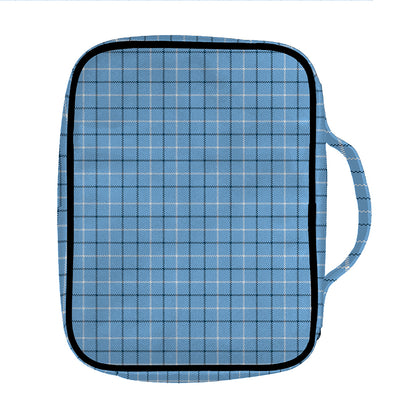 Solf Blue Tattersall Pattern Print Front Pocket Bible Bag
