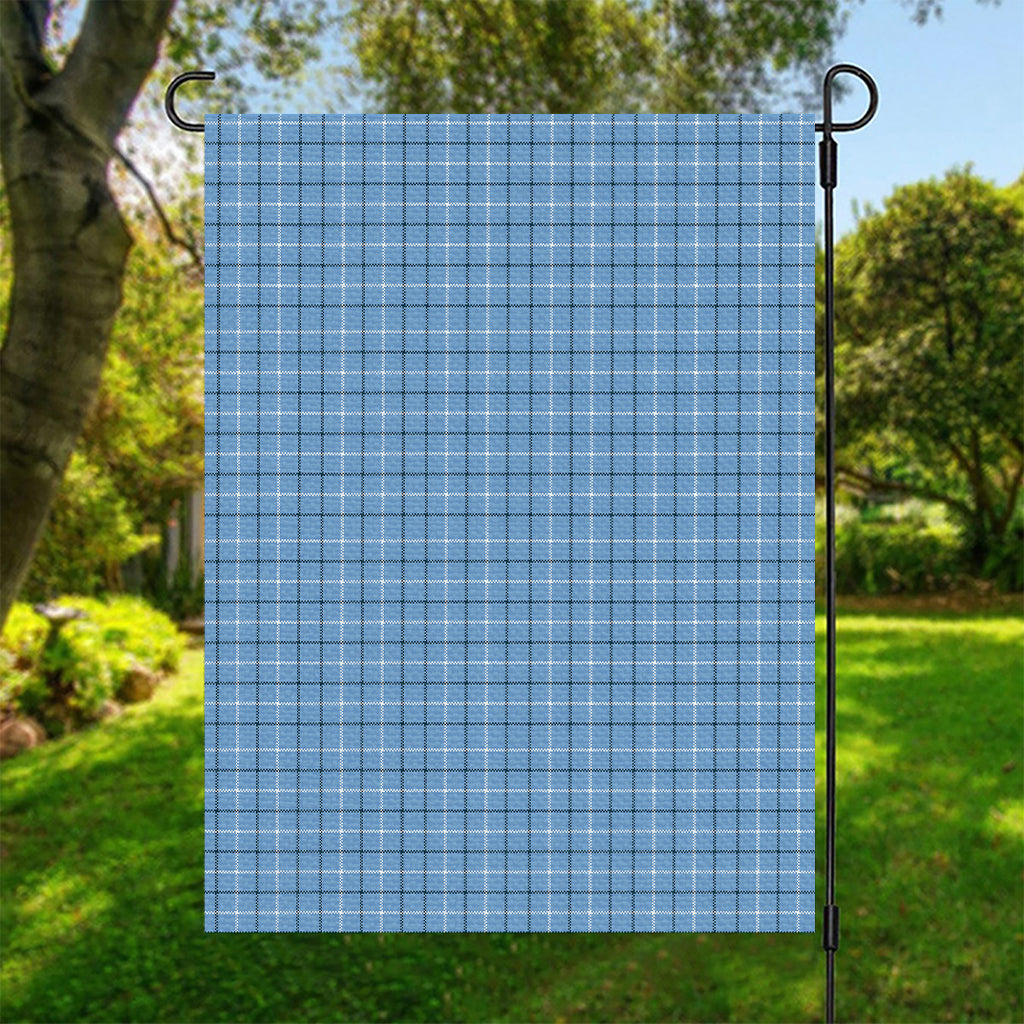 Solf Blue Tattersall Pattern Print Garden Flag