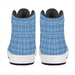 Solf Blue Tattersall Pattern Print High Top Leather Sneakers