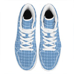 Solf Blue Tattersall Pattern Print High Top Leather Sneakers