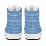 Solf Blue Tattersall Pattern Print High Top Leather Sneakers
