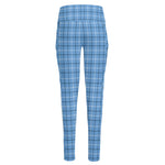 Solf Blue Tattersall Pattern Print High-Waisted Pocket Leggings