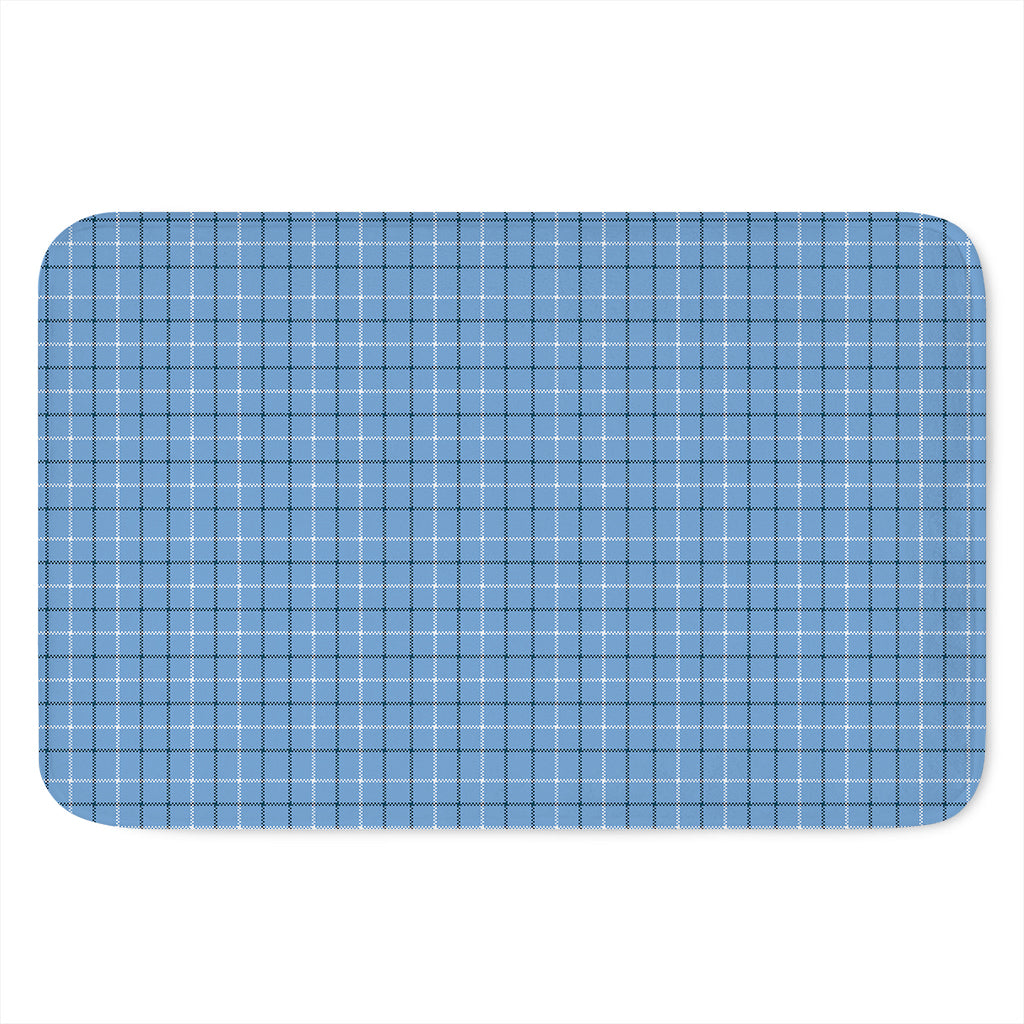 Solf Blue Tattersall Pattern Print Indoor Door Mat