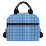 Solf Blue Tattersall Pattern Print Insulated Lunch Bag