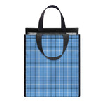 Solf Blue Tattersall Pattern Print Insulated Lunch Tote