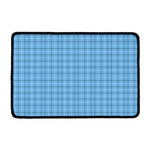 Solf Blue Tattersall Pattern Print Kitchen Mat
