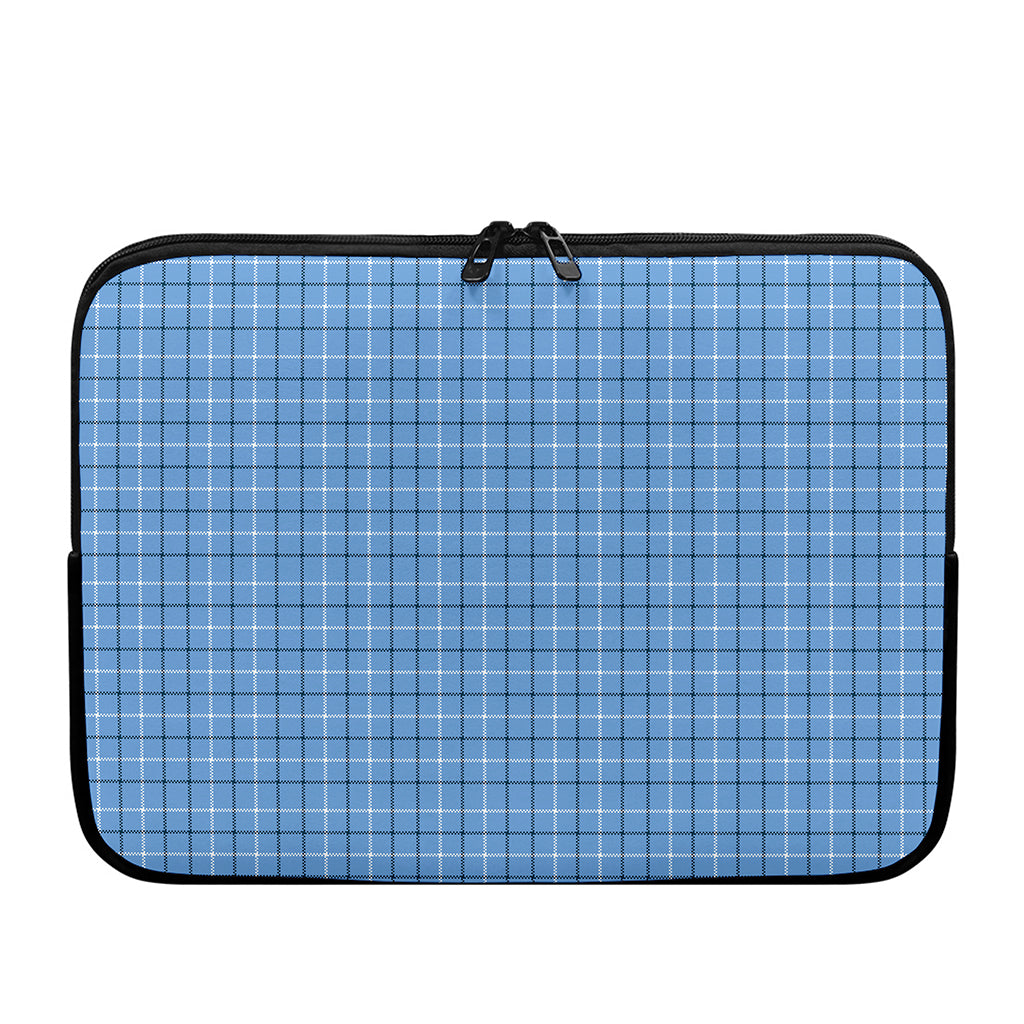 Solf Blue Tattersall Pattern Print Laptop Sleeve