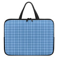 Solf Blue Tattersall Pattern Print Laptop Sleeve With Handle
