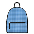 Solf Blue Tattersall Pattern Print Leather Backpack