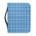Solf Blue Tattersall Pattern Print Leather Bible Cover
