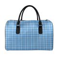 Solf Blue Tattersall Pattern Print Leather Duffel Bag