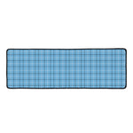 Solf Blue Tattersall Pattern Print Long Kitchen Mat