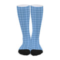 Solf Blue Tattersall Pattern Print Long Socks