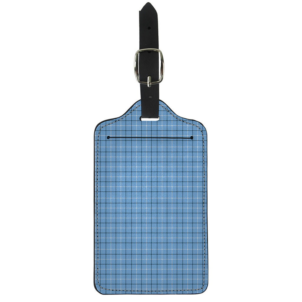 Solf Blue Tattersall Pattern Print Luggage Tag