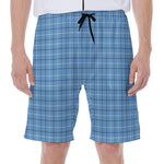 Solf Blue Tattersall Pattern Print Men's Beach Shorts