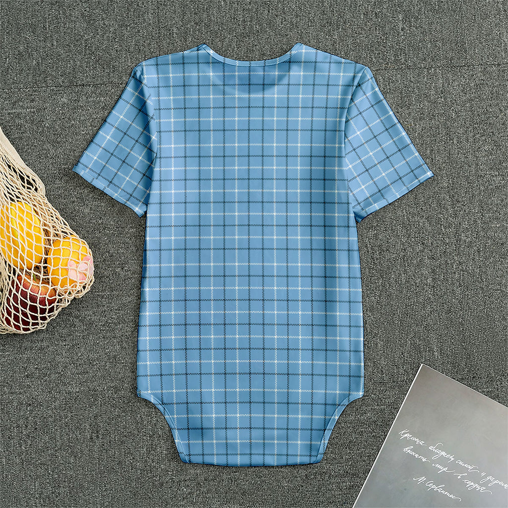 Solf Blue Tattersall Pattern Print Men's Bodysuit
